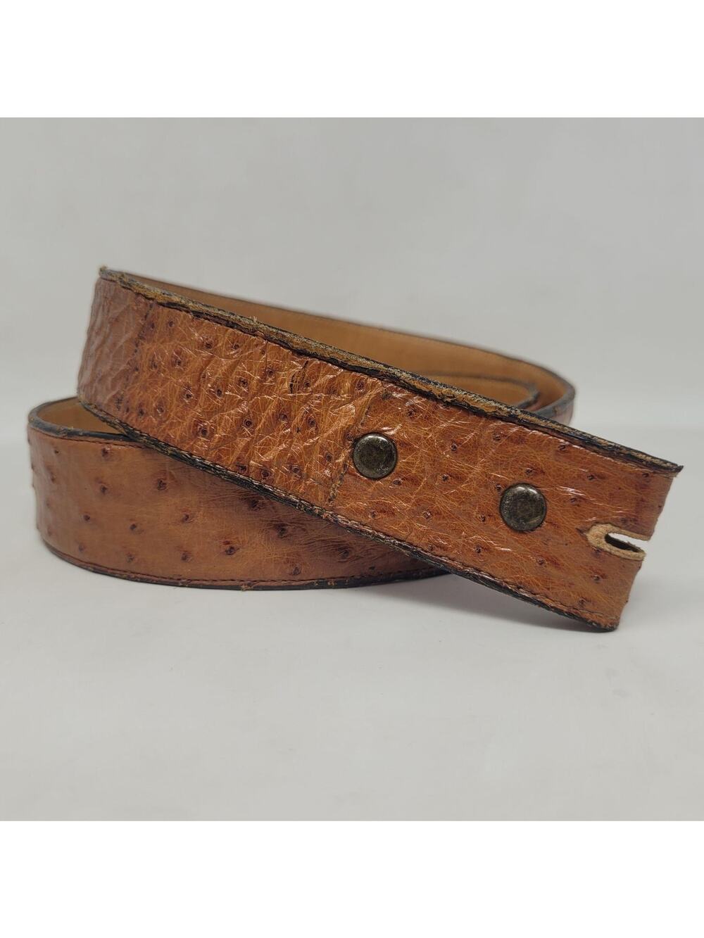 Lucchese Belt 32 Brown Ostrich Leather Western Cowboy Rodeo Distressed EXOTIC